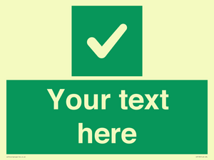 Custom green background, green square with tick sign